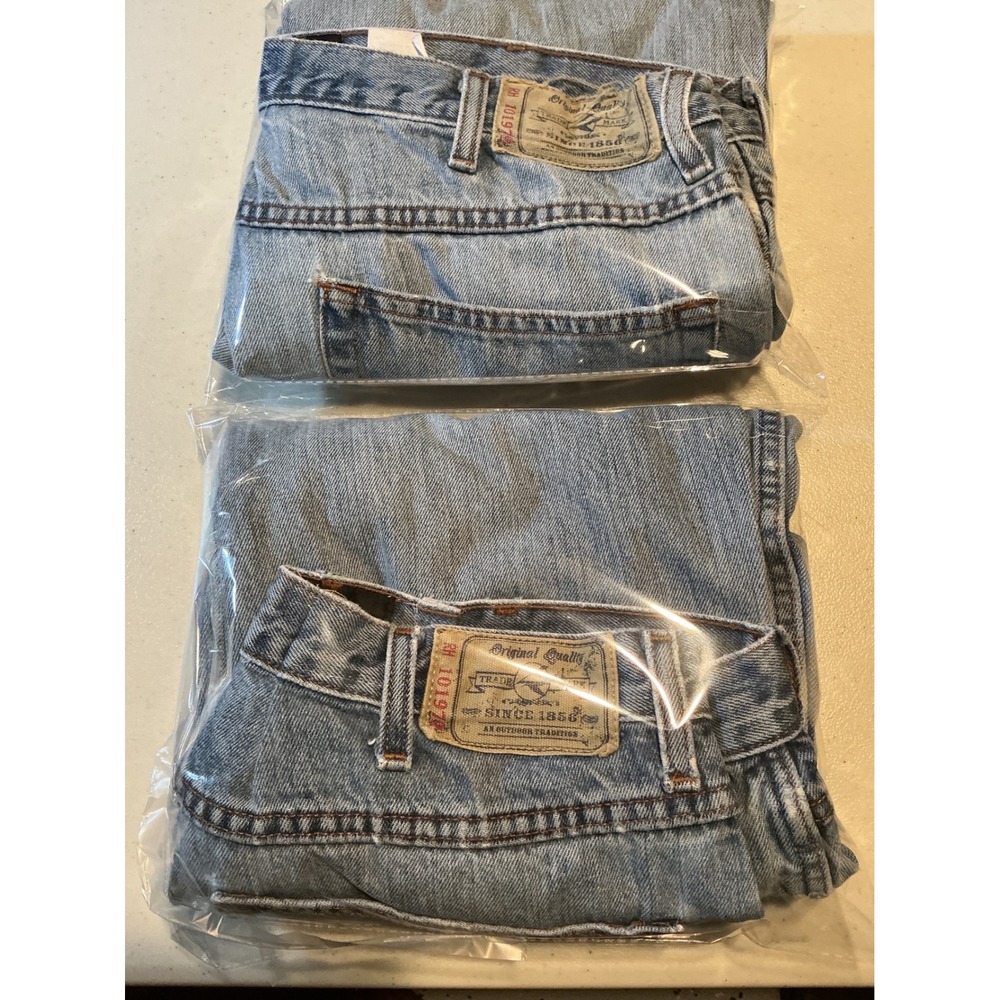 2 lot RedHead Mens Relaxed Fit Light Wash Denim Jeans Blue 36x32 9048-MS